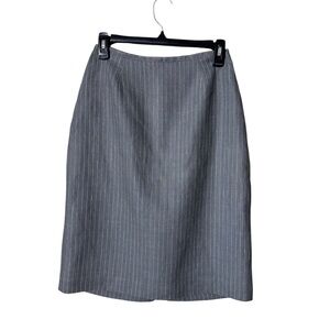 Vintage‎ Linen Pencil Skirt Size 6 Dead Stock Grey Pin Stripe Preppy Twee Career